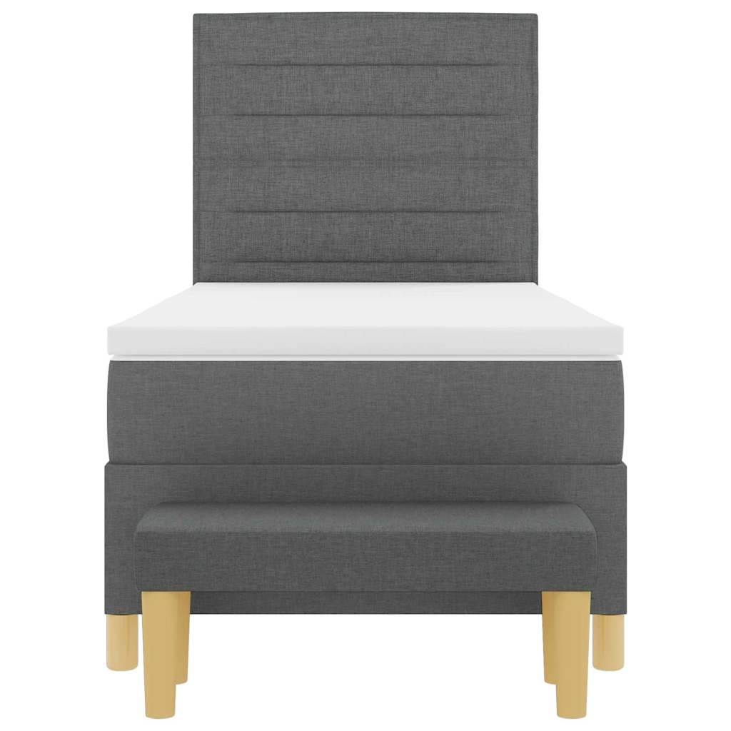 Lit à ressorts avec coussin Gris foncé 200 x 90 cm tissu - XIOS