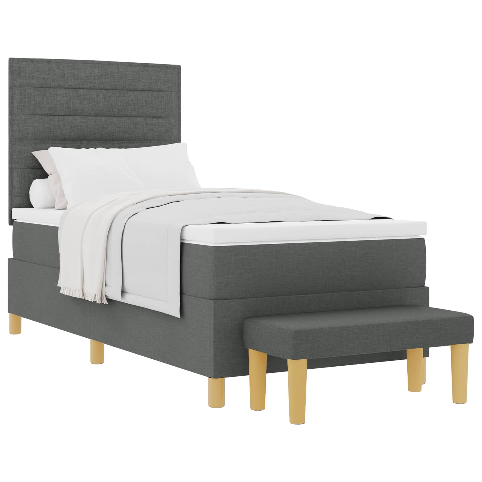 Lit à ressorts avec tête de lit Gris foncé 200 x 90 cm tissu - XIOS