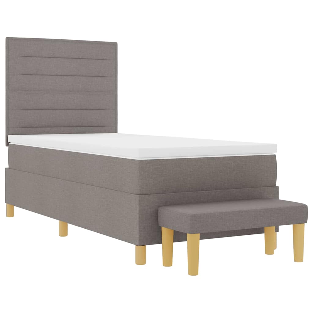 Lit à ressorts avec tête de lit Taupe 200 x 90 cm tissu