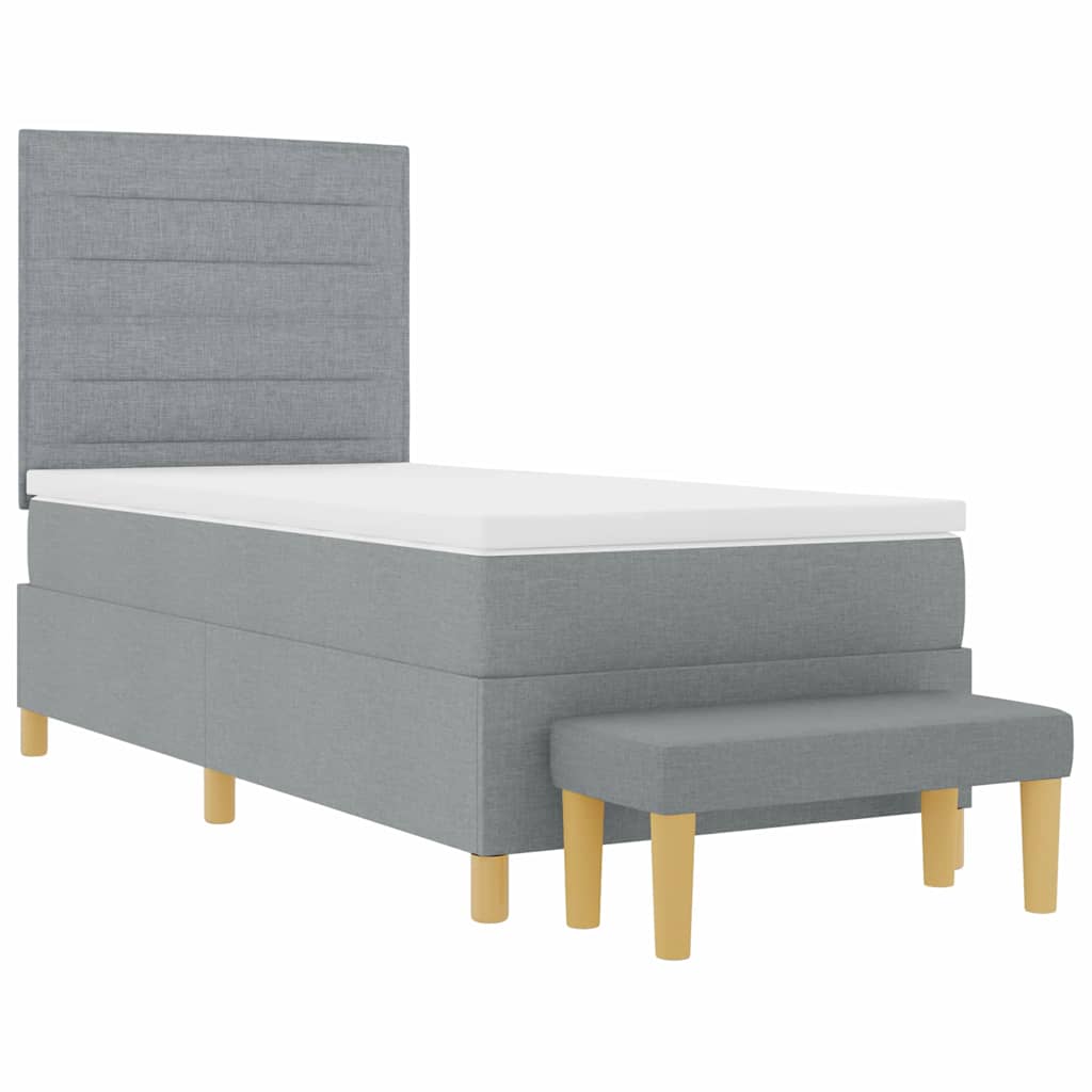Lit à ressorts avec tête de lit Gris clair 200 x 100 cm tissu - XIOS