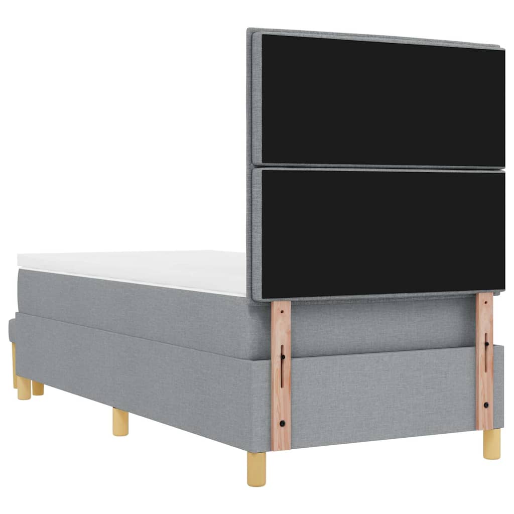 Lit à ressorts avec tête de lit Gris clair 200 x 100 cm tissu - XIOS