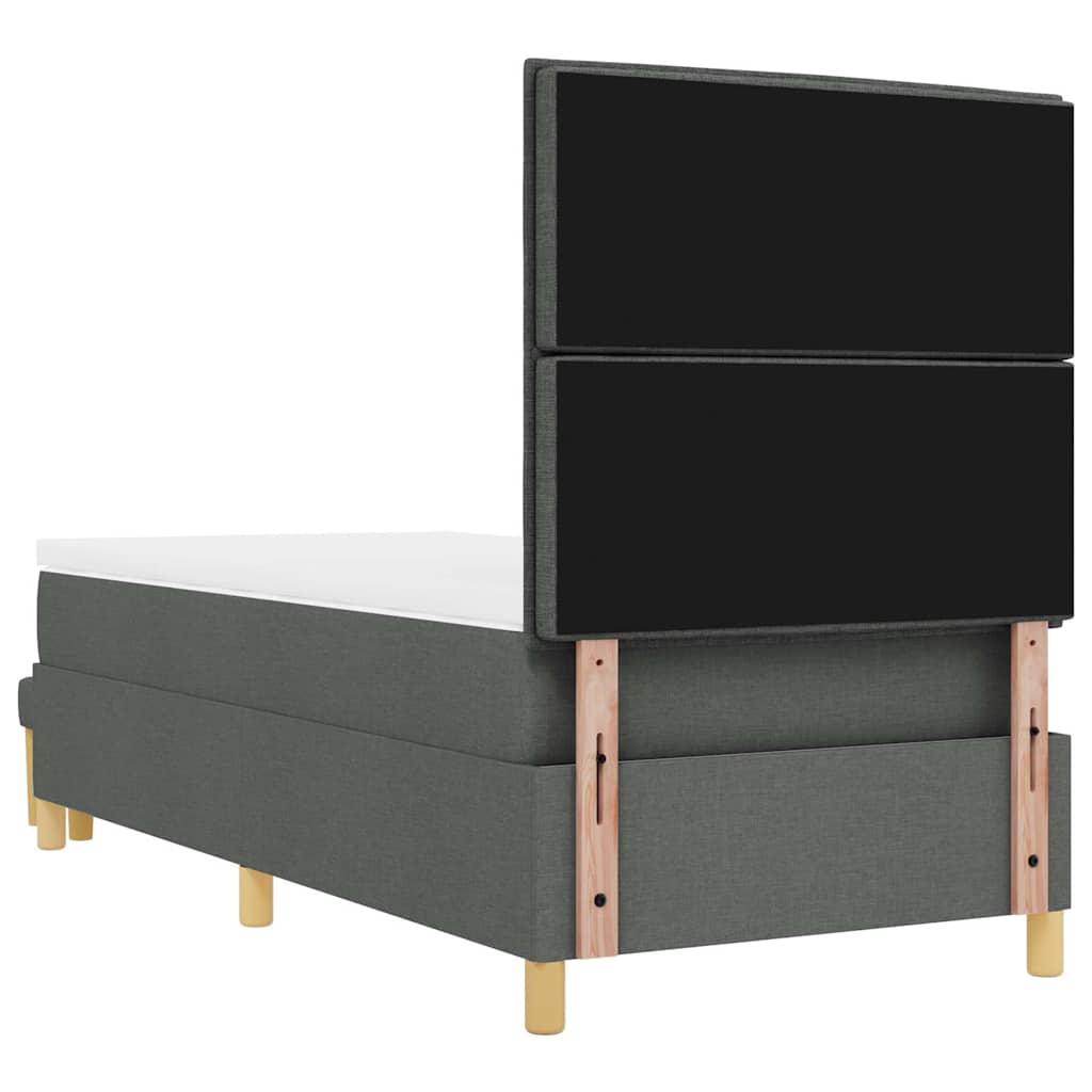 Lit à ressorts avec coussin Gris foncé 200 x 90 cm tissu - XIOS