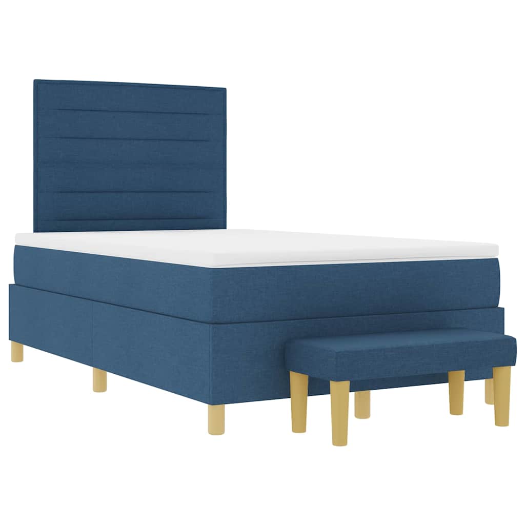 Lit à ressorts avec coussin Bleu 190 x 120 cm tissu