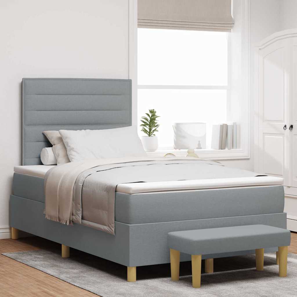 Lit à ressorts avec tête de lit Gris clair 200 x 120 cm tissu - XIOS