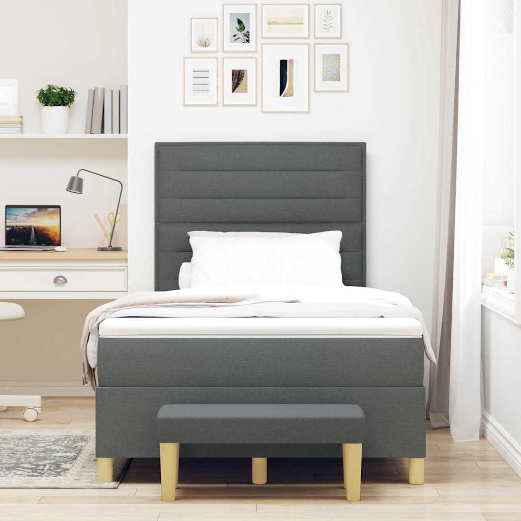 Lit à ressorts avec matelas Gris foncé 120 x 200 cm tissu - XIOS
