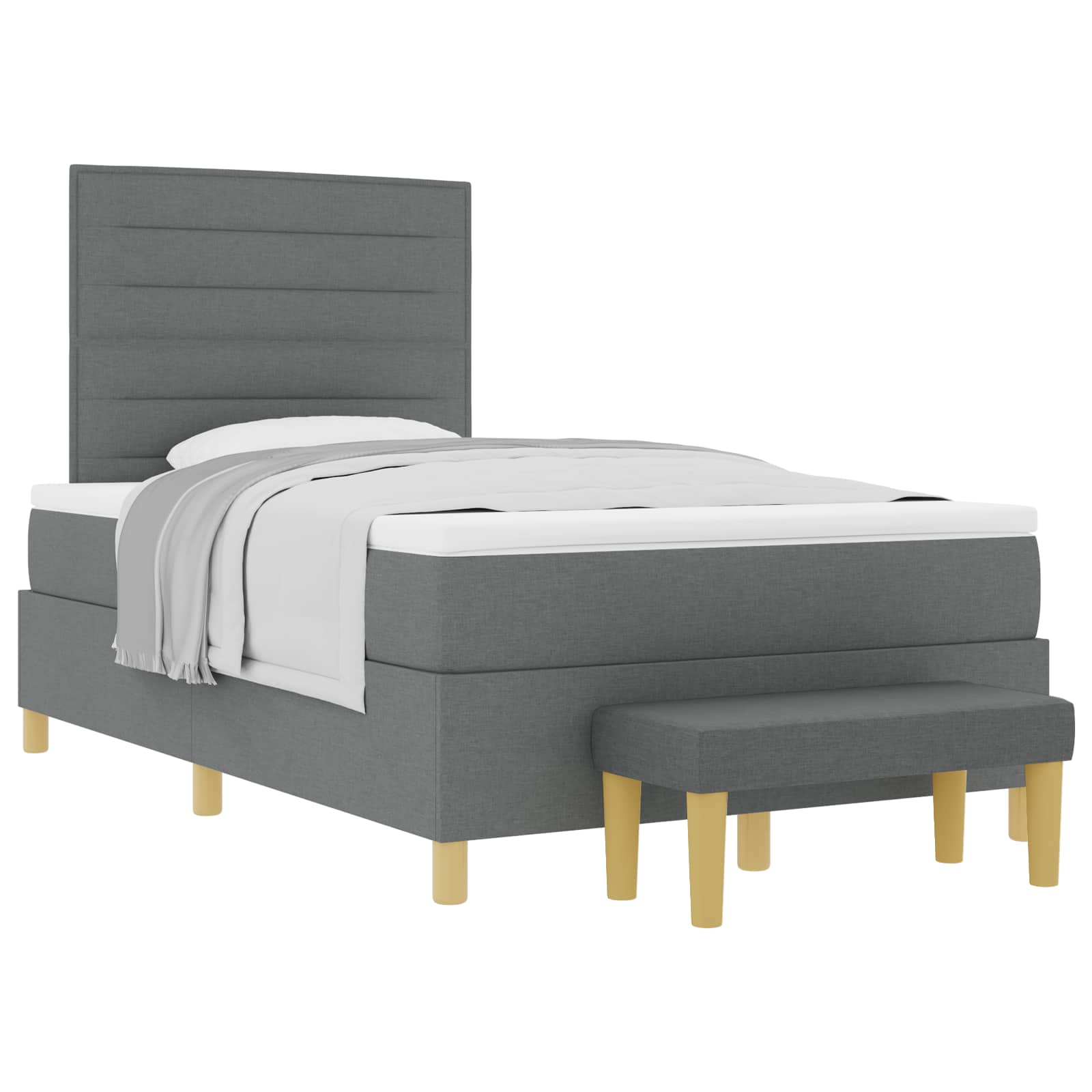 Lit à ressorts avec matelas Gris foncé 120 x 200 cm tissu - XIOS