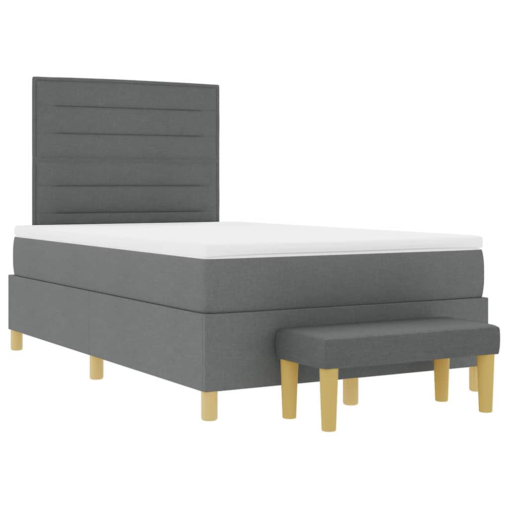Lit à ressorts avec matelas Gris foncé 120 x 200 cm tissu - XIOS