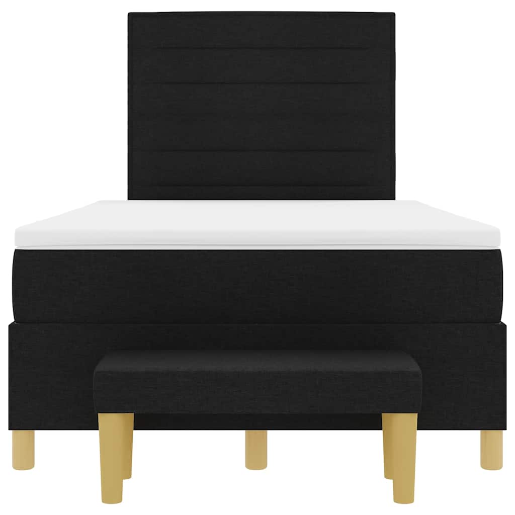 Lit à ressorts avec tête de lit Noir 200 x 120 cm tissu