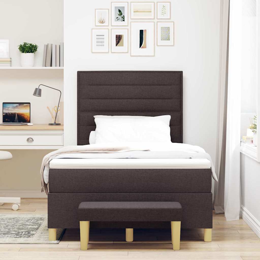 Lit à ressorts avec matelas Marron foncé 120 x 200 cm tissu - XIOS
