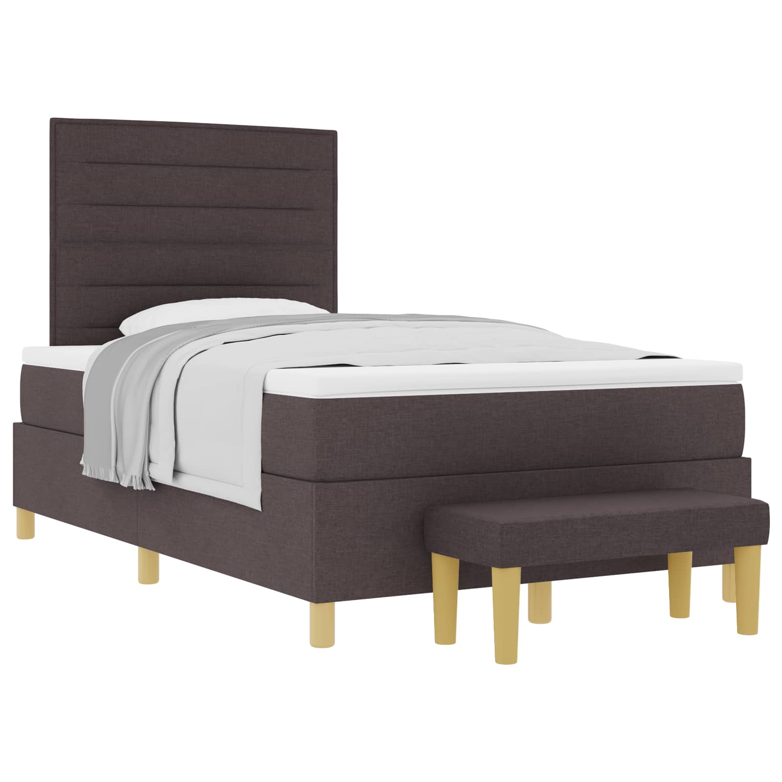 Lit à ressorts avec matelas Marron foncé 120 x 200 cm tissu - XIOS