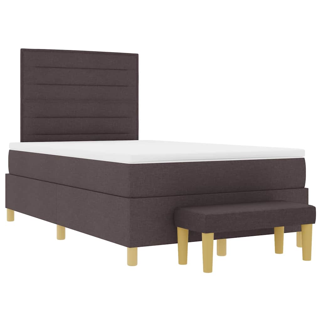 Lit à ressorts avec matelas Marron foncé 120 x 200 cm tissu - XIOS