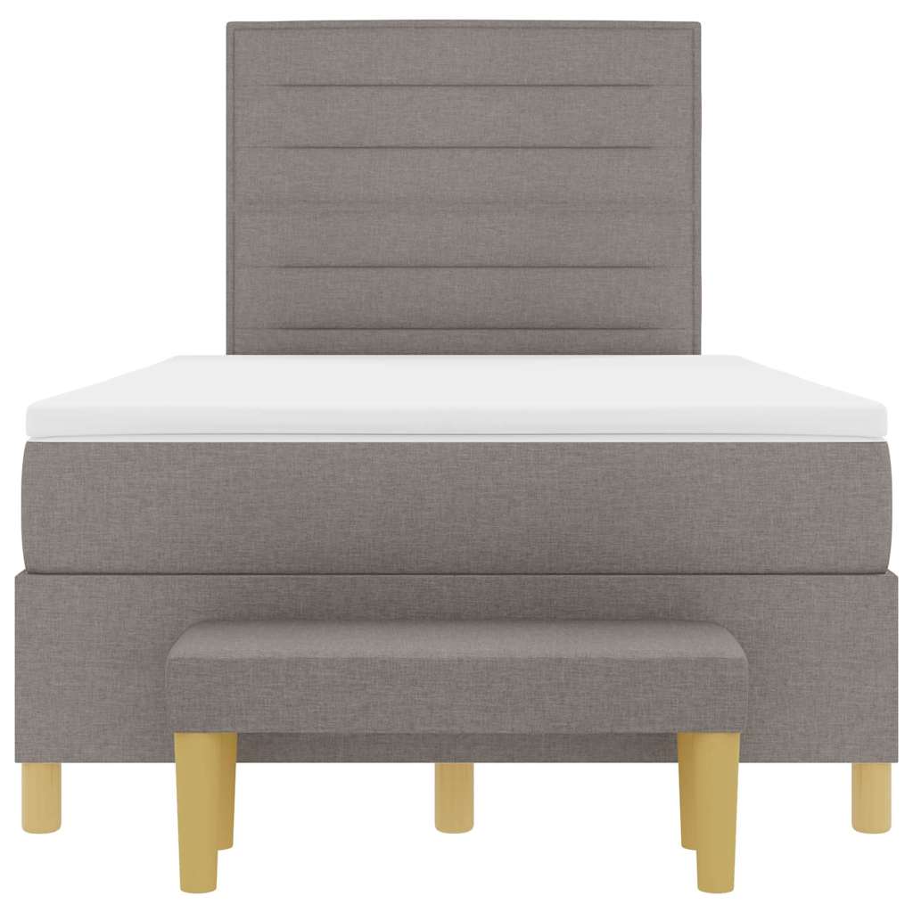 Lit à ressorts avec tête de lit Taupe 200 x 120 cm tissu