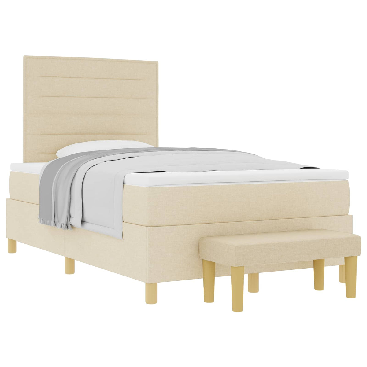 Lit à ressorts avec tête de lit Crème 200 x 120 cm tissu