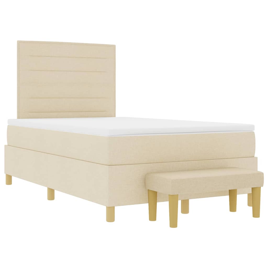 Lit à ressorts avec tête de lit Crème 200 x 120 cm tissu