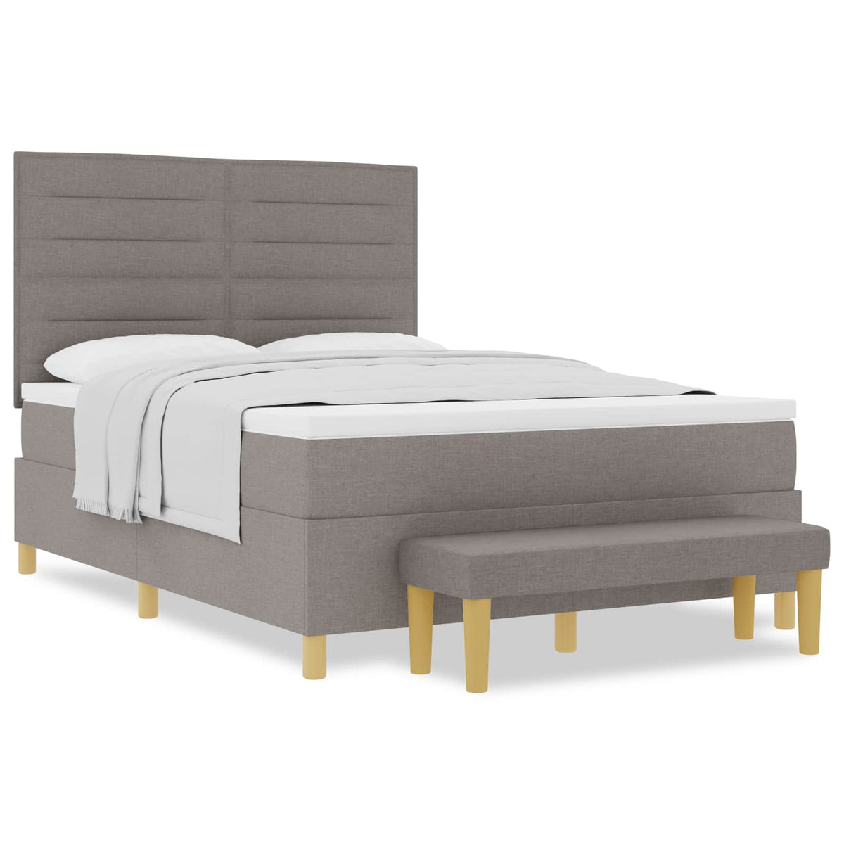 Lit à ressorts avec tête de lit Taupe 200 x 140 cm tissu