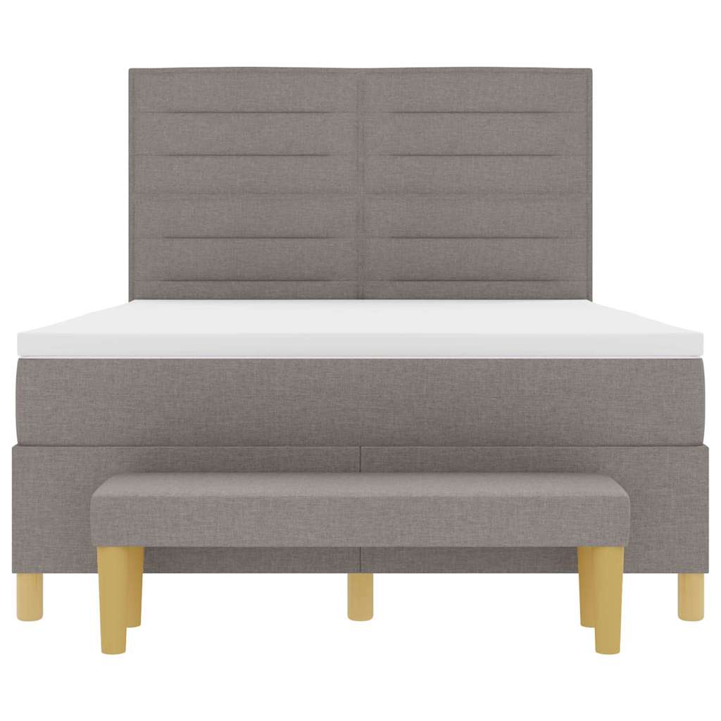 Lit à ressorts avec tête de lit Taupe 200 x 140 cm tissu - XIOS