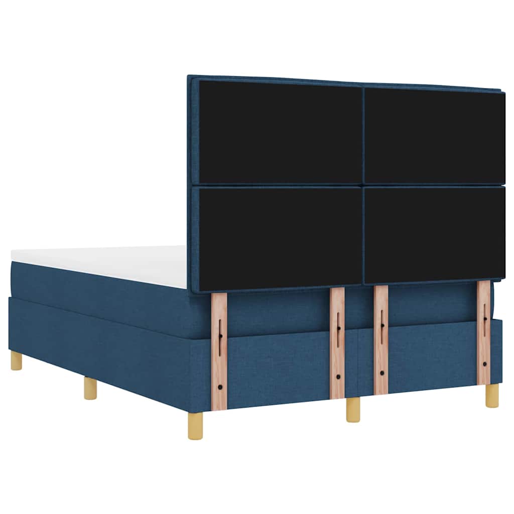 Lit à ressorts avec tête de lit Bleu 200 x 140 cm tissu