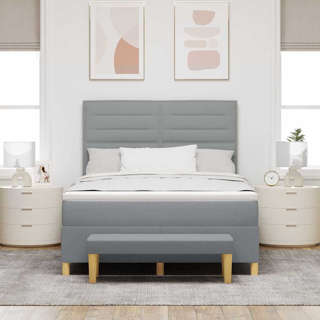 Lit à ressorts avec coussin Gris clair 200 x 160 cm tissu