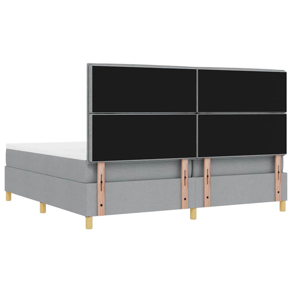 Lit à ressorts avec matelas Gris clair 200 x 200 cm tissu - XIOS