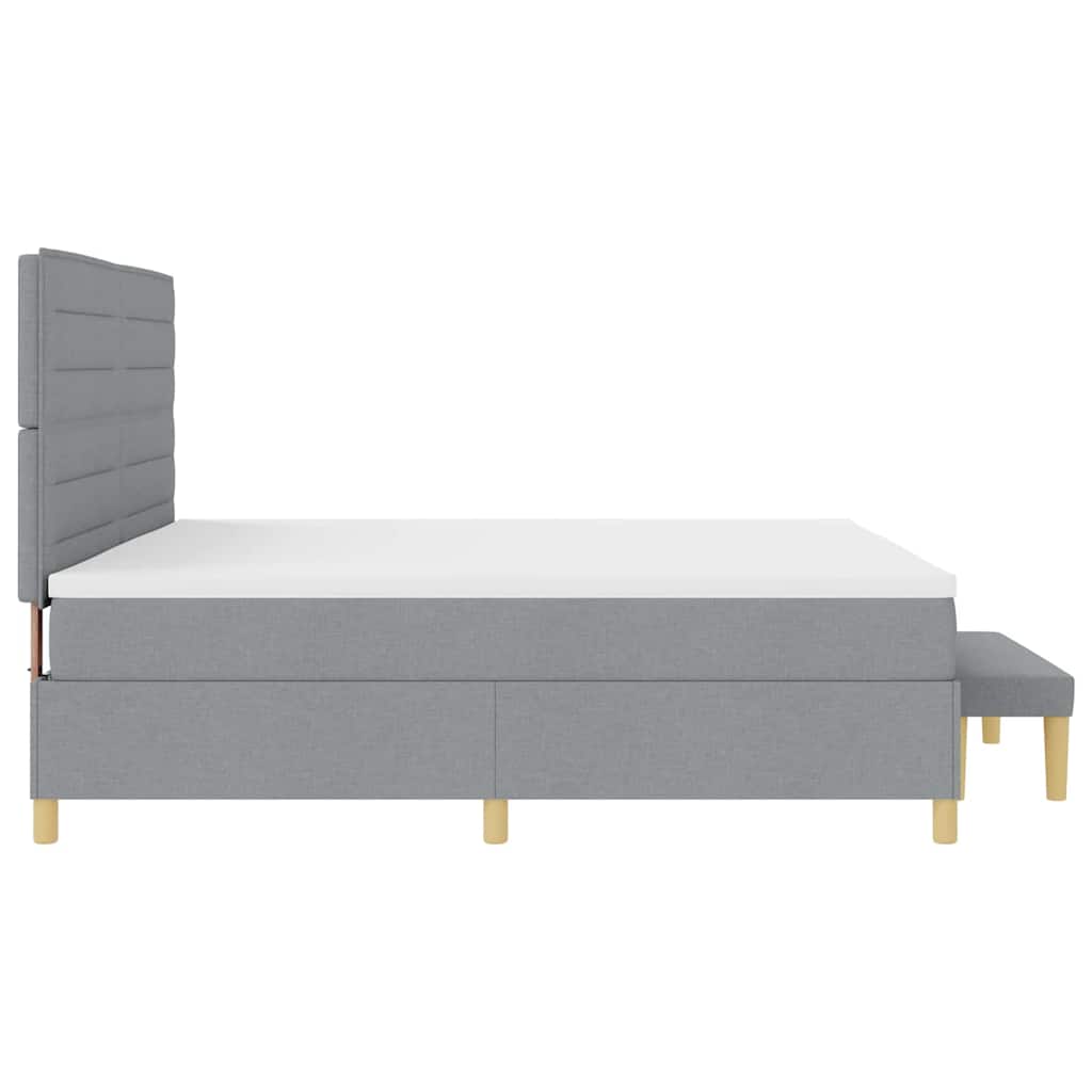 Lit à ressorts avec matelas Gris clair 200 x 200 cm tissu - XIOS