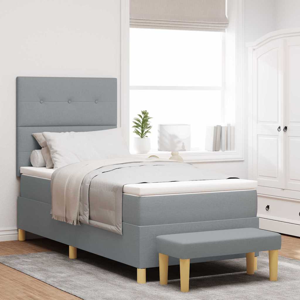 Lit à ressorts avec matelas Gris clair 90 x 190 cm tissu - XIOS