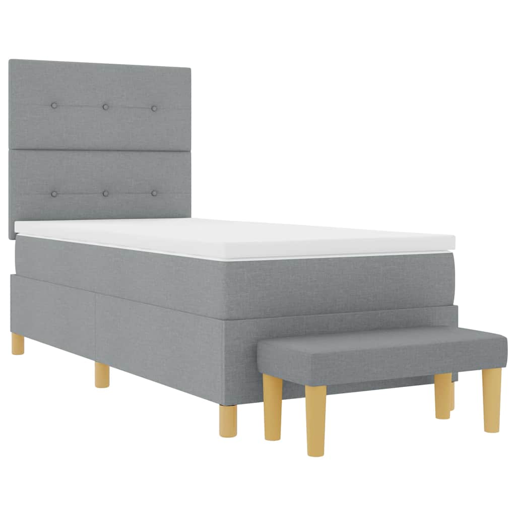 Lit à ressorts avec tête de lit Gris clair 190 x 90 cm tissu - XIOS
