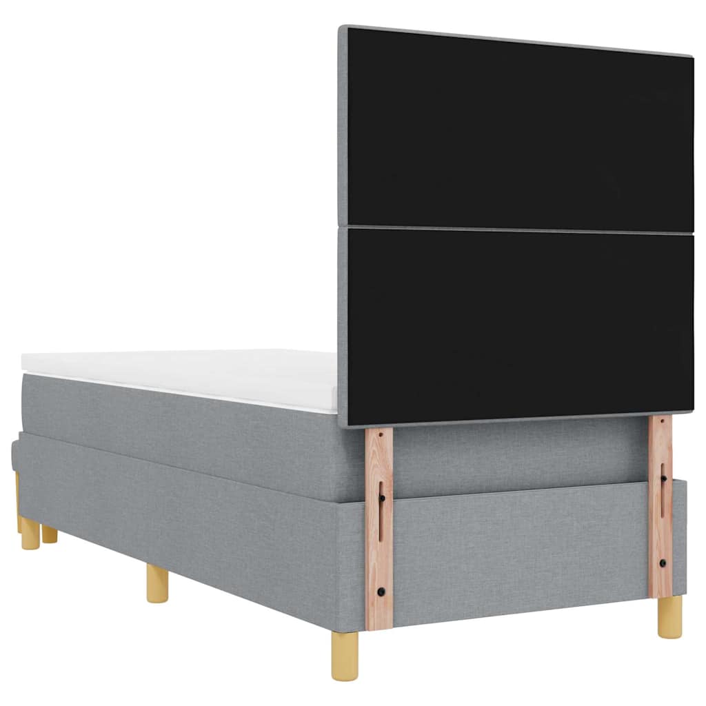 Lit à ressorts avec tête de lit Gris clair 190 x 90 cm tissu - XIOS