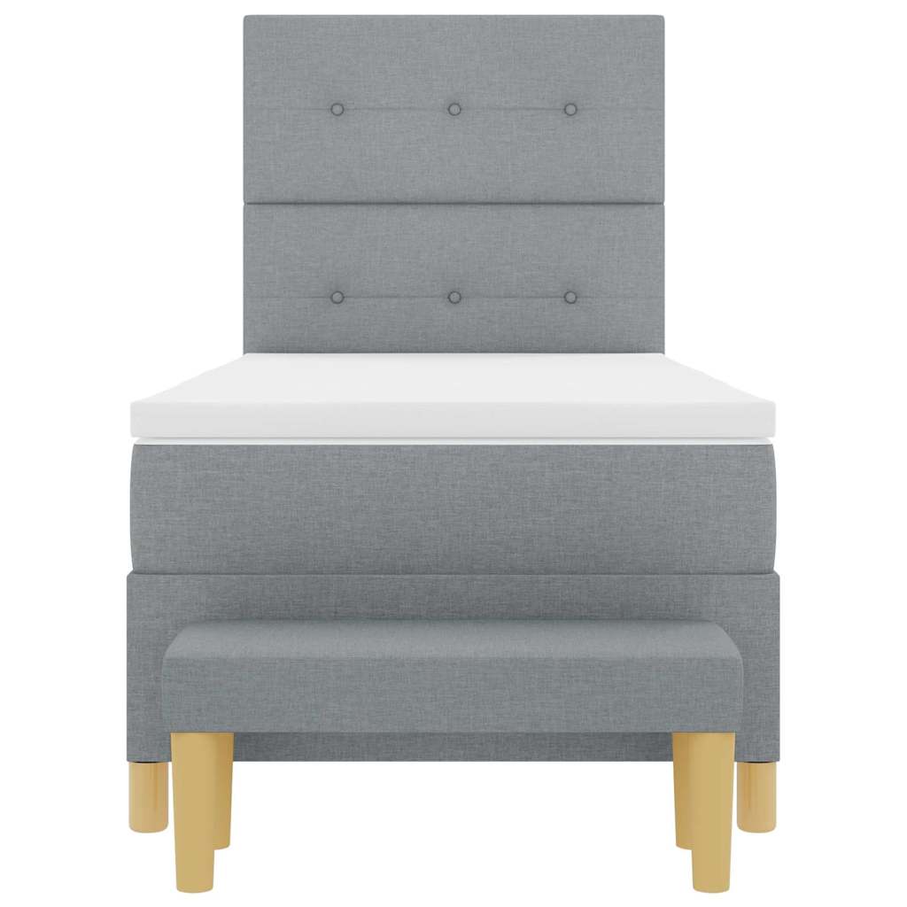 Lit à ressorts avec tête de lit Gris clair 190 x 90 cm tissu - XIOS