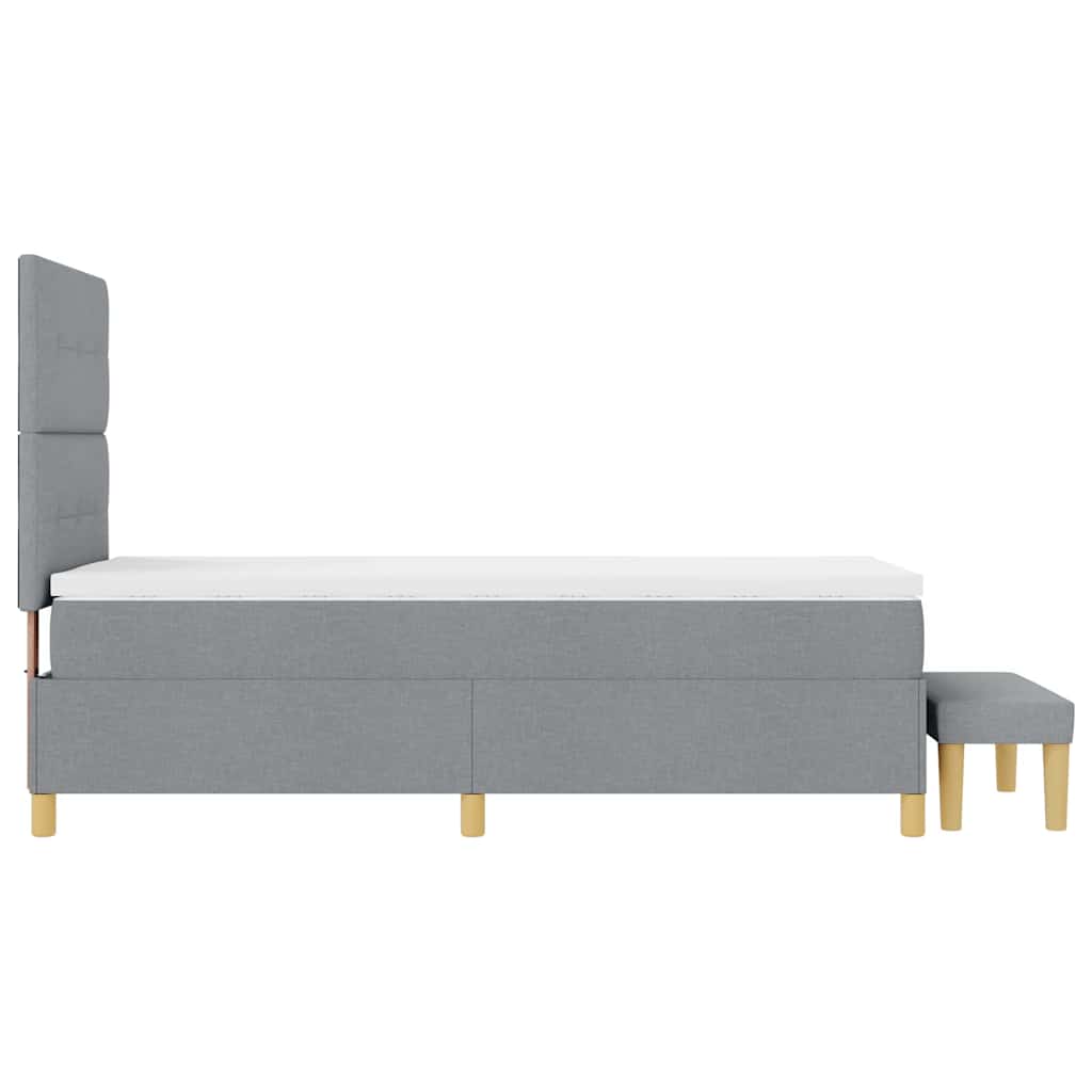 Lit à ressorts avec tête de lit Gris clair 190 x 90 cm tissu - XIOS