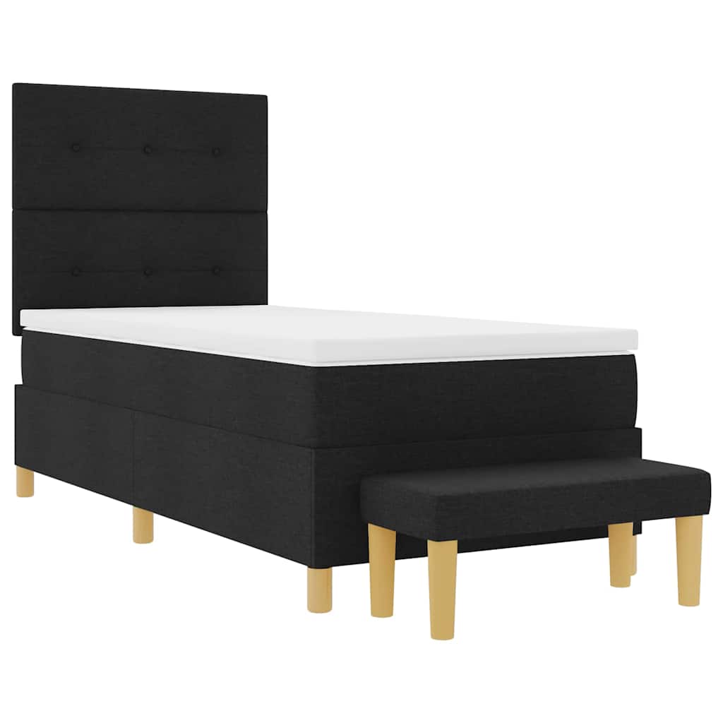 Lit à ressorts avec tête de lit Noir 190 x 90 cm tissu - XIOS