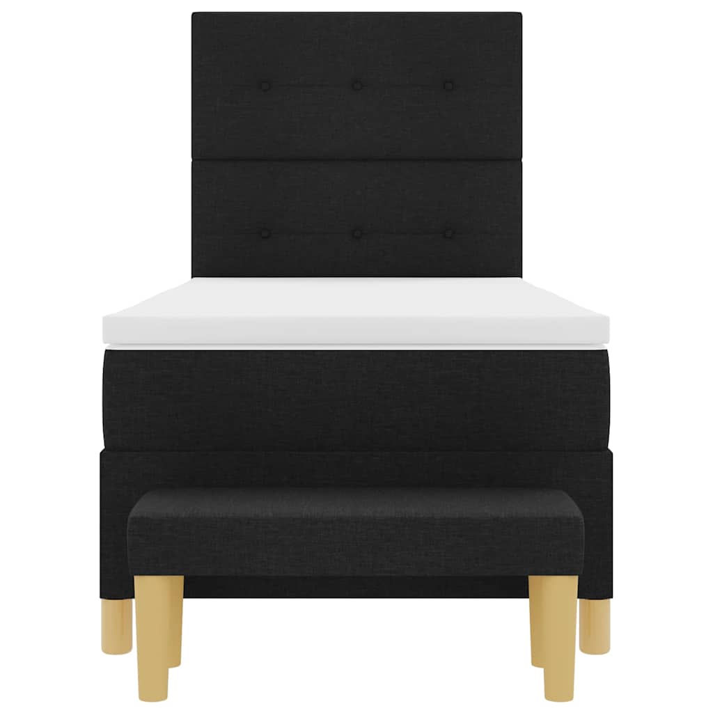 Lit à ressorts avec tête de lit Noir 190 x 90 cm tissu - XIOS