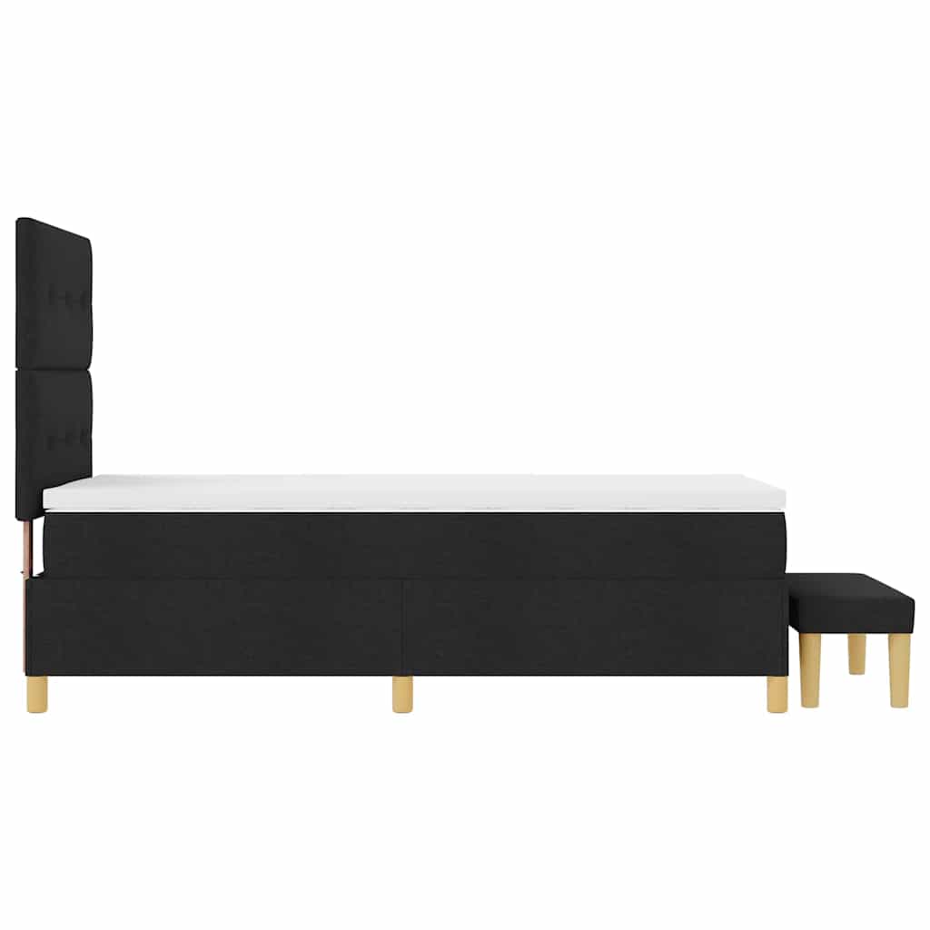 Lit à ressorts avec tête de lit Noir 190 x 90 cm tissu - XIOS