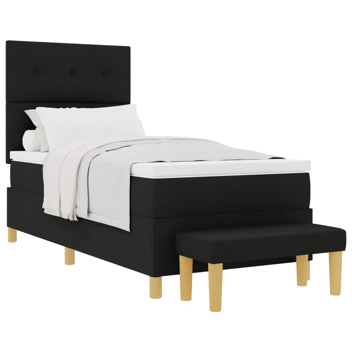 Lit à ressorts avec tête de lit Noir 200 x 90 cm tissu - XIOS