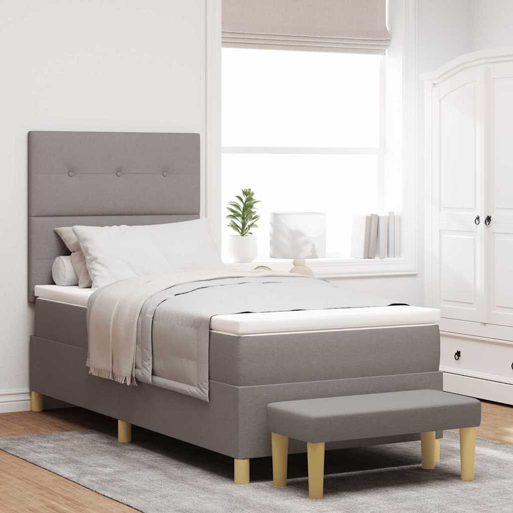 Lit à ressorts avec coussin Taupe 200 x 90 cm tissu - XIOS
