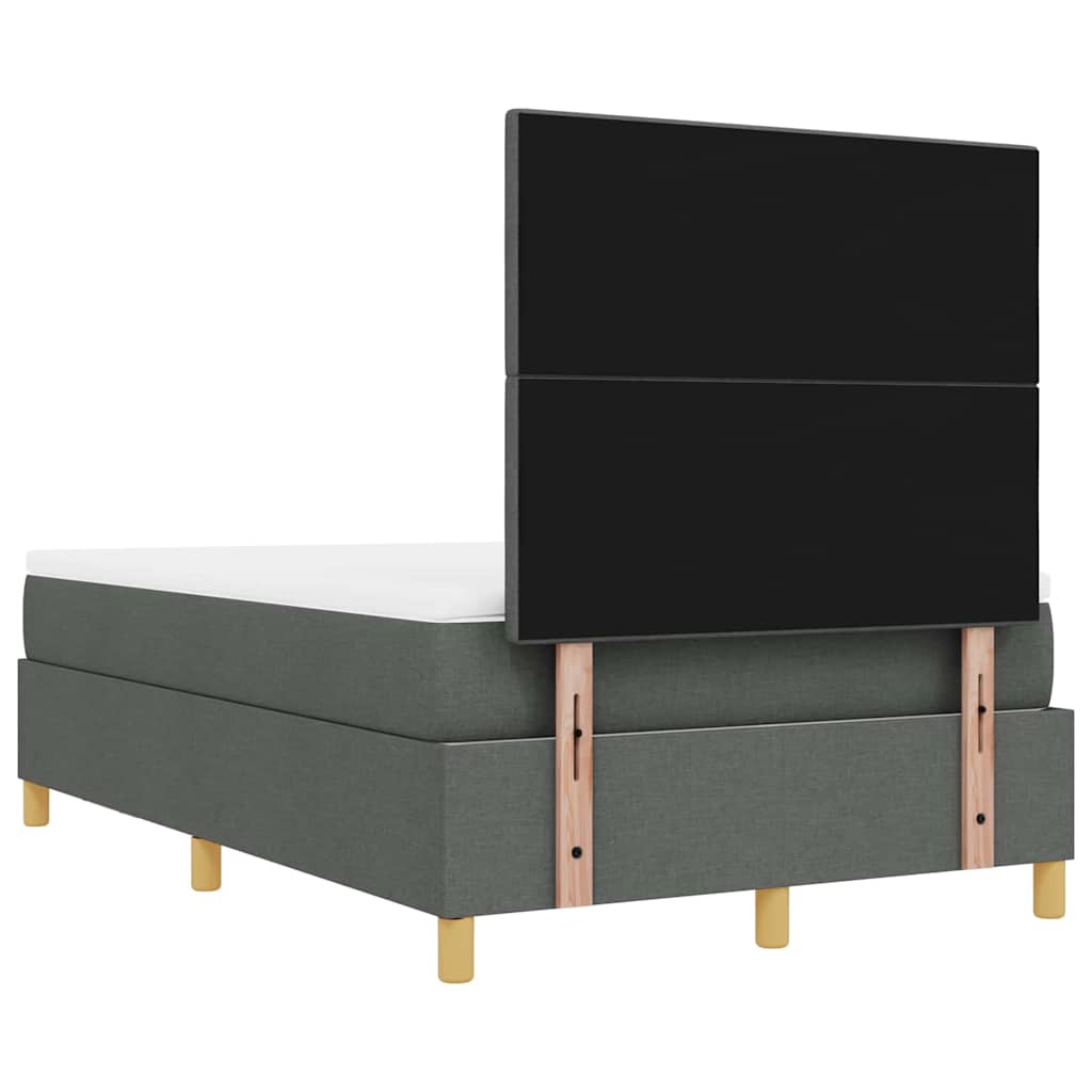 Lit à ressorts avec tête de lit Gris foncé 190 x 120 cm tissu