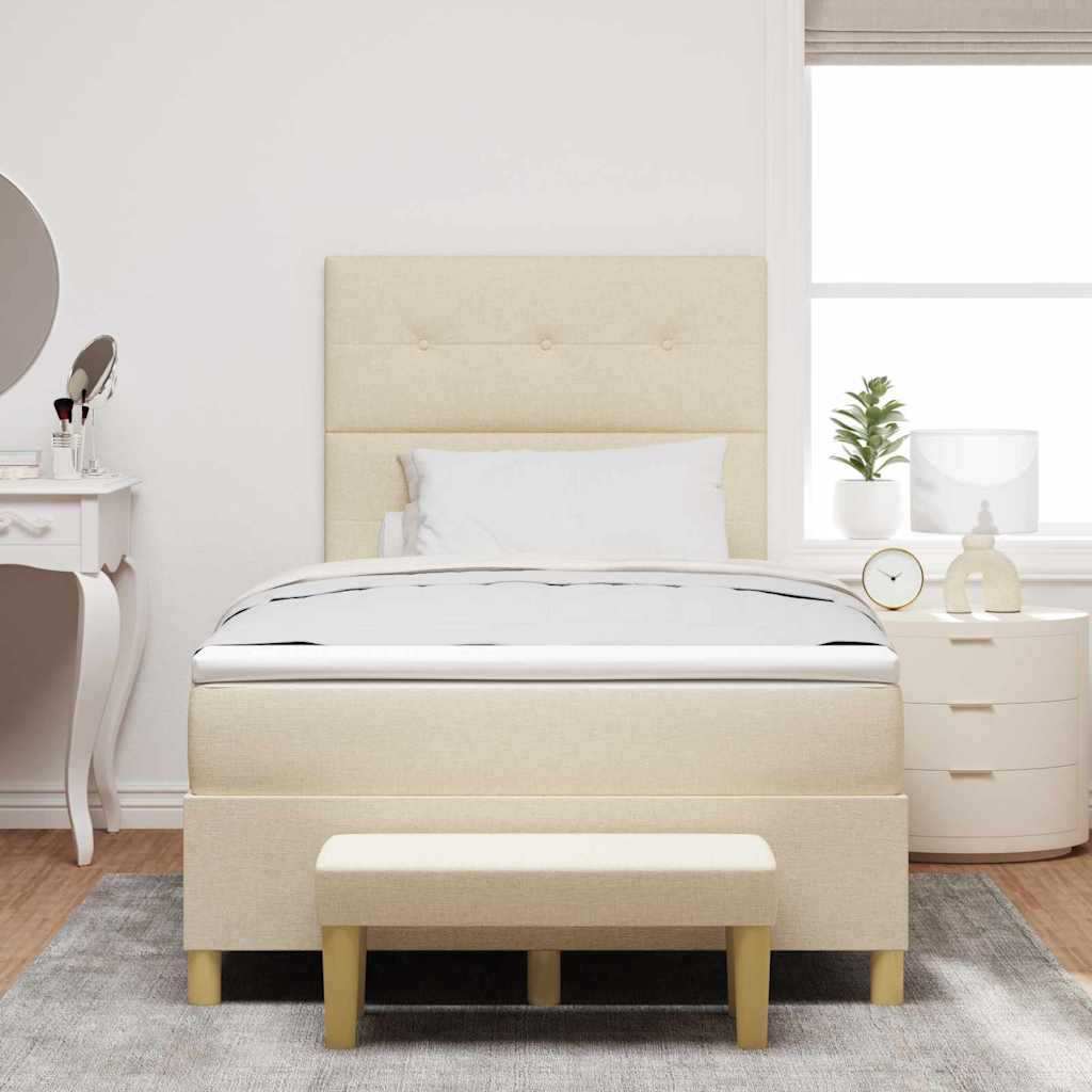 Lit à ressorts avec tête de lit Crème 190 x 120 cm tissu - XIOS