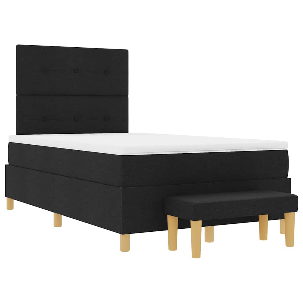 Lit à ressorts avec tête de lit Noir 200 x 120 cm tissu - XIOS