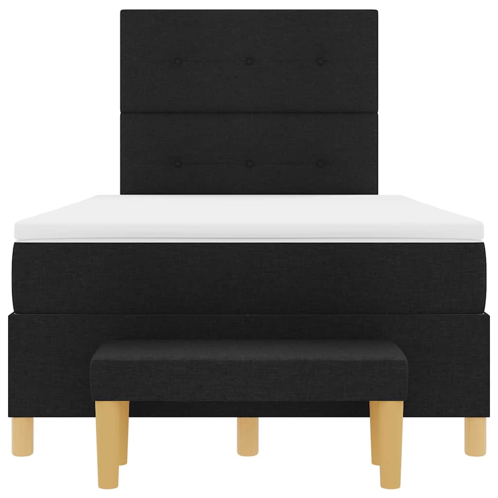 Lit à ressorts avec tête de lit Noir 200 x 120 cm tissu - XIOS