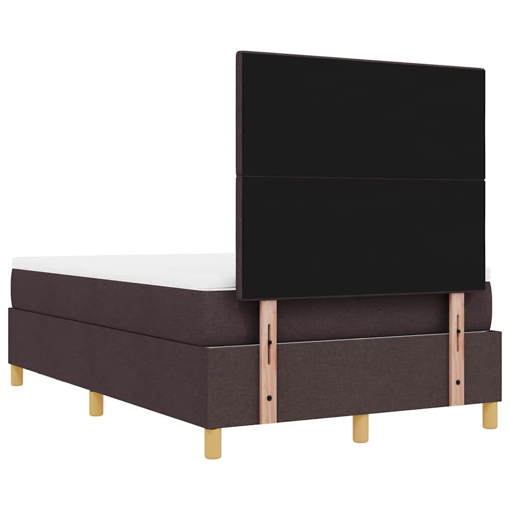 Lit à ressorts avec tête de lit Marron foncé 200 x 120 cm tissu