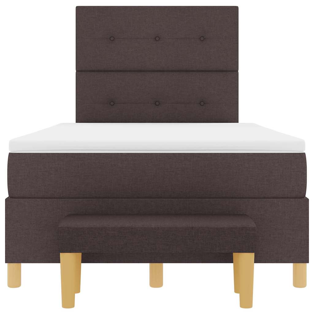 Lit à ressorts avec tête de lit Marron foncé 200 x 120 cm tissu