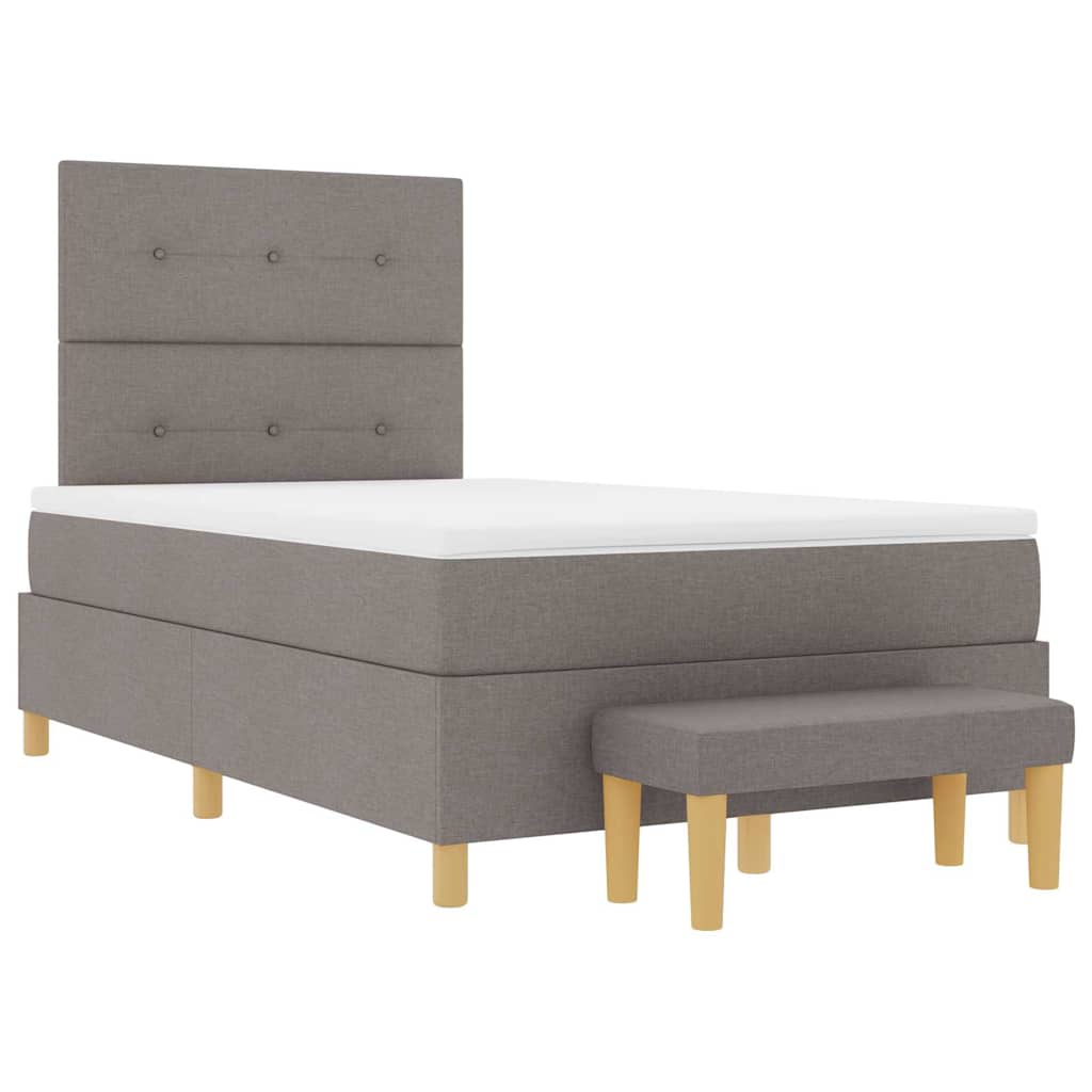 Lit à ressorts avec tête de lit Taupe 120 x 200 cm tissu