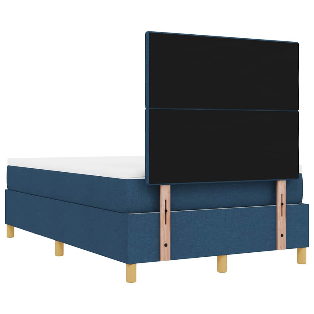 Lit à ressorts avec tête de lit Bleu 200 x 120 cm tissu