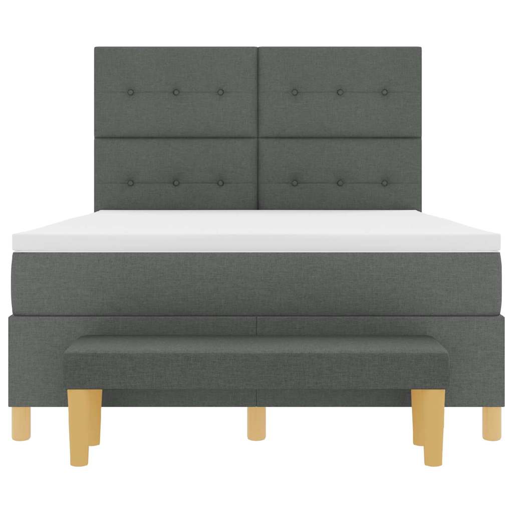 Lit à ressorts avec coussin Gris foncé 200 x 140 cm tissu