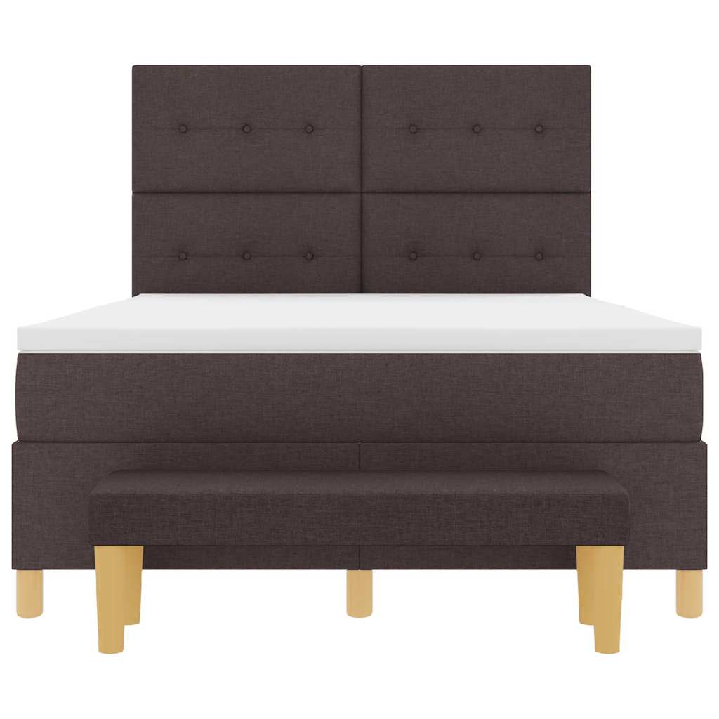 Lit à ressorts avec coussin Marron foncé 200 x 140 cm tissu