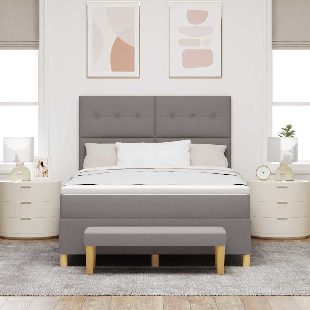 Lit à ressorts avec matelas Taupe 160 x 200 cm tissu - XIOS