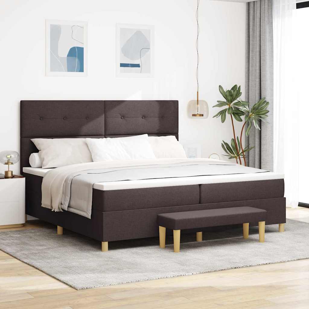 Lit à ressorts avec matelas Marron foncé 200 x 200 cm tissu - XIOS