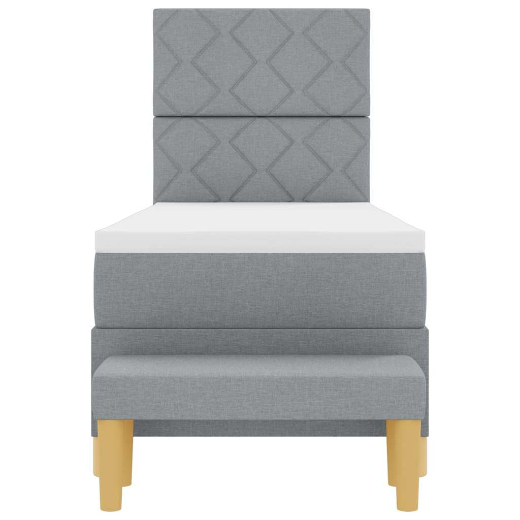 Lit à ressorts avec tête de lit Gris clair 200 x 80 cm tissu