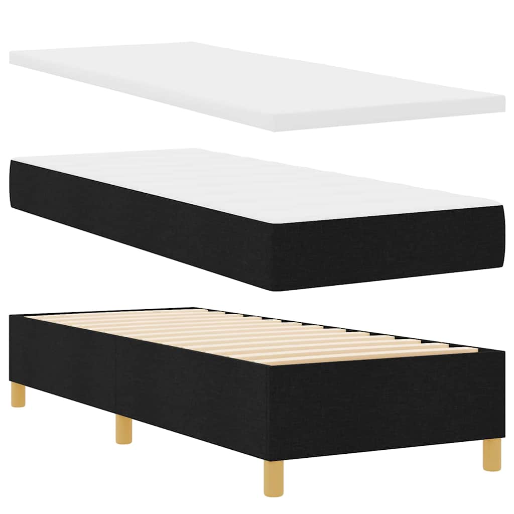 Lit à ressorts avec coussin Noir 200 x 80 cm tissu
