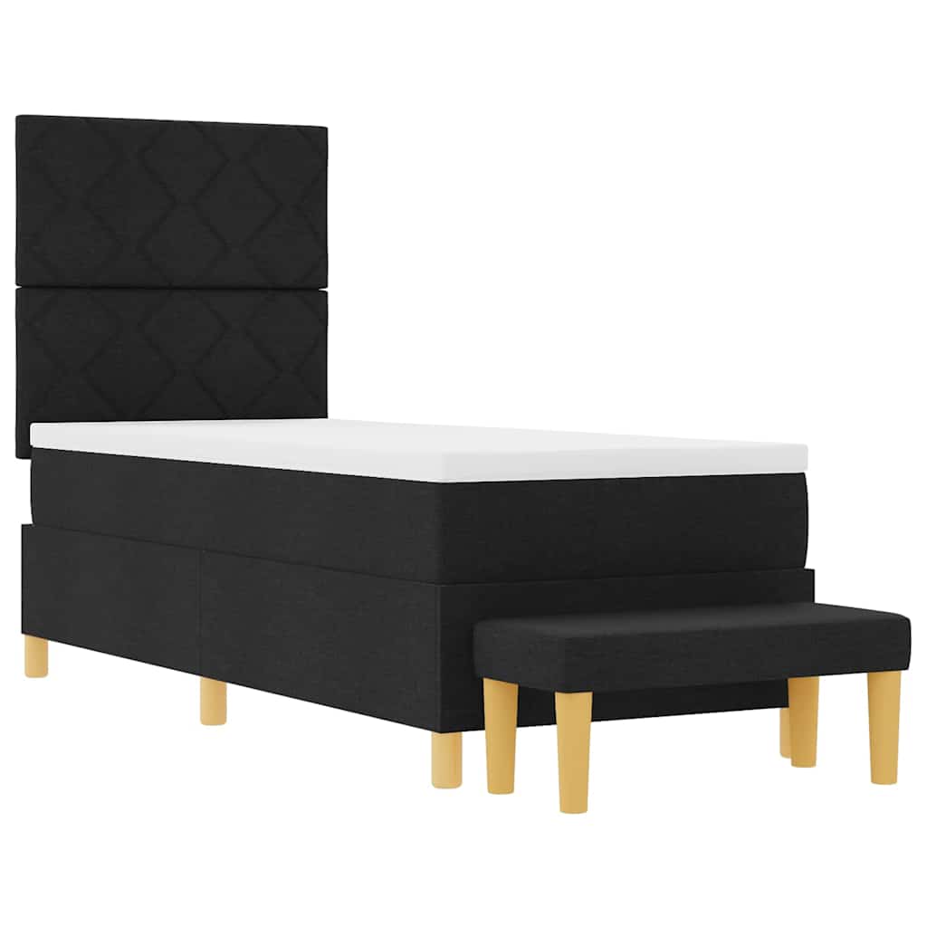Lit à ressorts avec coussin Noir 200 x 80 cm tissu
