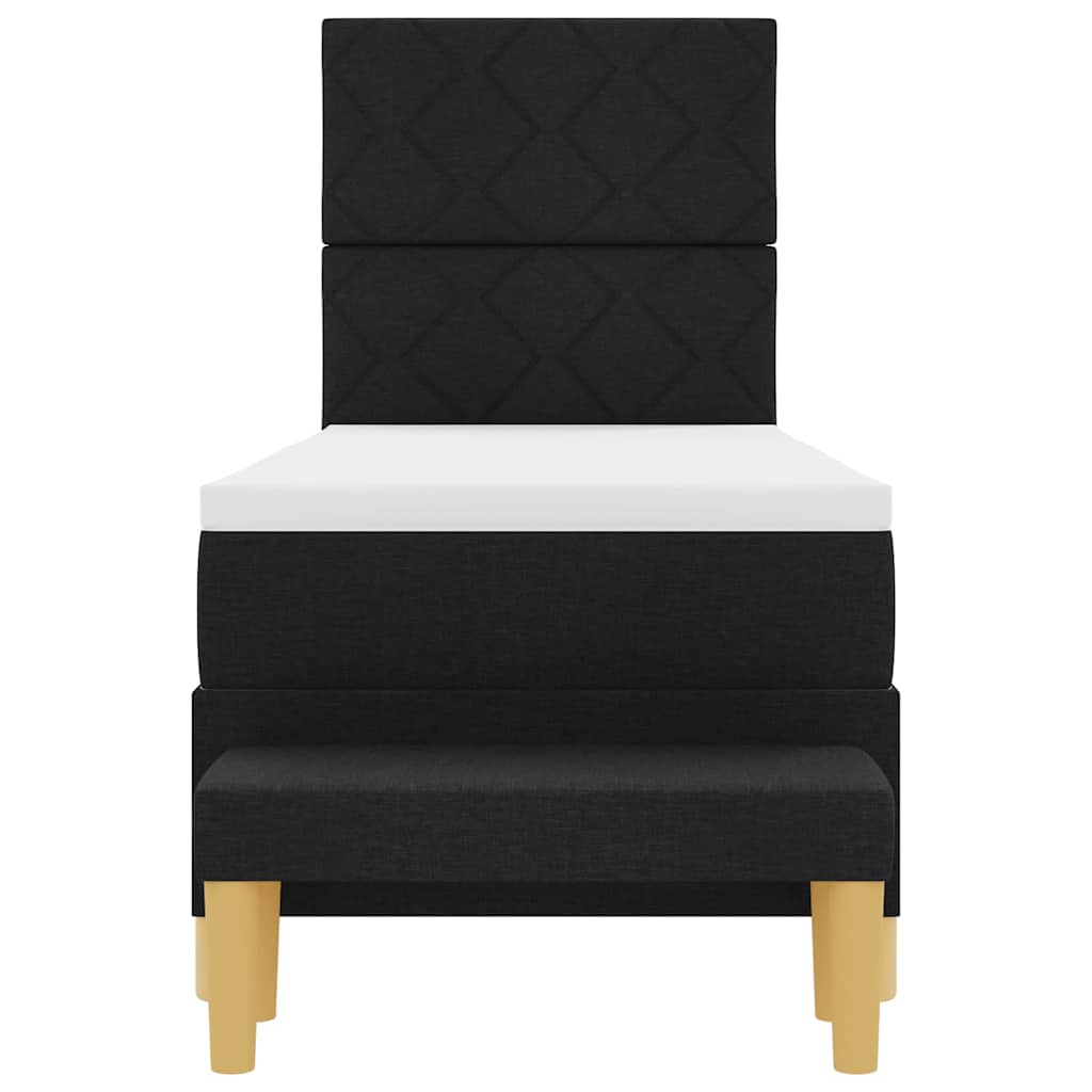 Lit à ressorts avec coussin Noir 200 x 80 cm tissu